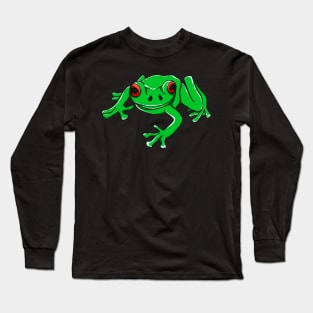 Tree Frog Green Amphibian Illustration Long Sleeve T-Shirt